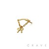 316L SURGICAL STEEL THREADLESS PUSH IN RIBBON CHAIN DANGLE DANGLE CZ TOP PART